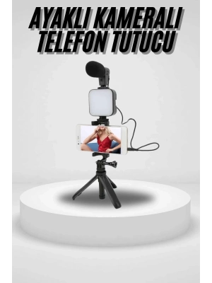 ÇOK SATAN Akıllı Telefon Vlog Kiti Tripod Mini Mikrofonlu Telefon Tutucu