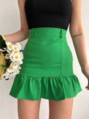 Altı fırfırlı etek yeşil s24817