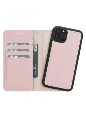 ÇOK SATAN Apple iPhone 11 Pro Uyumlu Deri Cüzdanlı Kılıf Pembe