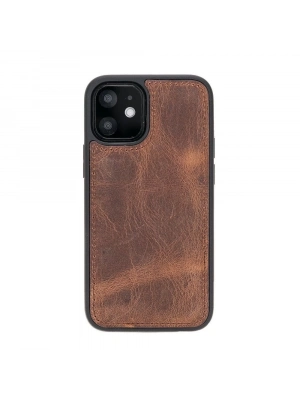 ÇOK SATAN Apple iPhone 12 mini Uyumlu Deri Arka Kapak G2 Kahve