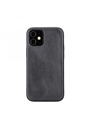 ÇOK SATAN Apple iPhone 12 mini Uyumlu Deri Arka Kapak ROCK RST1 Siyah