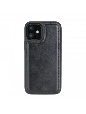 ÇOK SATAN Apple iPhone 12 mini Uyumlu Deri Arka Kapak RST1 Siyah
