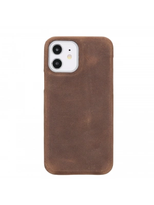 ÇOK SATAN Apple iPhone 12 Pro Uyumlu Deri Arka Kapak F360 G2 Antik Kahve