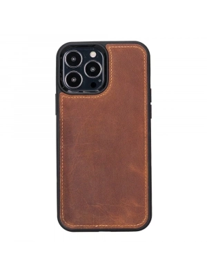 ÇOK SATAN Apple iPhone 13 Pro Max Uyumlu Deri Arka Kapak Antik Taba