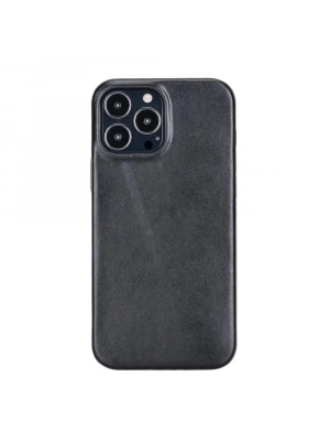 ÇOK SATAN Apple iPhone 13 Pro Max Uyumlu Deri Arka Kapak ROCK RST1 Siyah