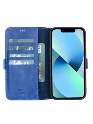 ÇOK SATAN Apple iPhone 13 Uyumlu Deri Cüzdanlı Kılıf Okyanus Mavi