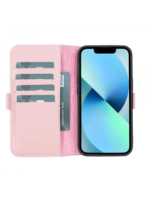 ÇOK SATAN Apple iPhone 13 Uyumlu Deri Cüzdanlı Kılıf Toz Pembe