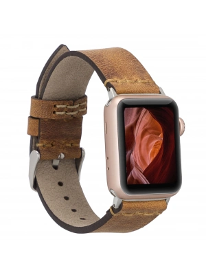 ÇOK SATAN Apple Watch Uyumlu Deri Kordon 38-40-41mm G19-BA7 Taba