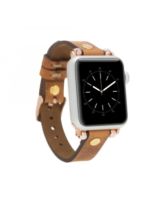 ÇOK SATAN Apple Watch Uyumlu Deri Kordon 38-40-41mm GT G19 Taba