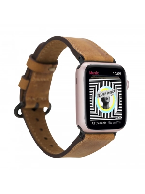 ÇOK SATAN Apple Watch Uyumlu Deri Kordon 38-40-41mm Roma G19 Taba