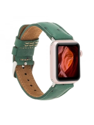 ÇOK SATAN Apple Watch Uyumlu Deri Kordon 42-44-45mm DE6 Yeşil