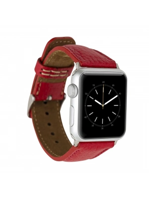 ÇOK SATAN Apple Watch Uyumlu Deri Kordon 42-44-45mm ERC2 Kırmızı
