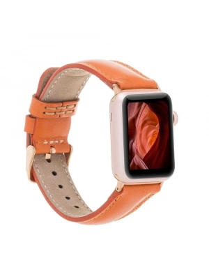 ÇOK SATAN Apple Watch Uyumlu Deri Kordon 42-44-45mm F5 Taba