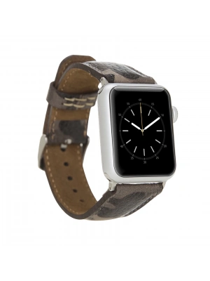 ÇOK SATAN Apple Watch Uyumlu Deri Kordon 42-44-45mm Kamuflaj Bej