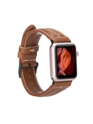 ÇOK SATAN Apple Watch Uyumlu Deri Kordon 42-44-45mm NM3-AS2 Taba