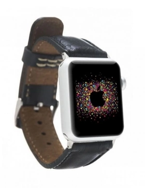 ÇOK SATAN Apple Watch Uyumlu Deri Kordon 42-44-45mm RST1 Siyah