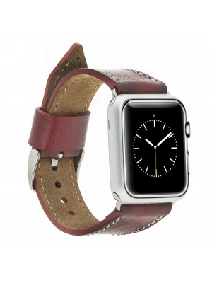 ÇOK SATAN Apple Watch Uyumlu Deri Kordon 42-44-45mm SM25 Bordo