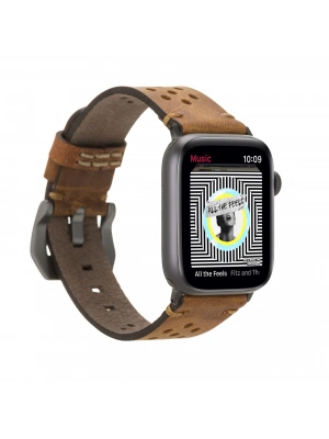 ÇOK SATAN Apple Watch Uyumlu Deri Kordon Vigo 42-44-45mm G19 Taba