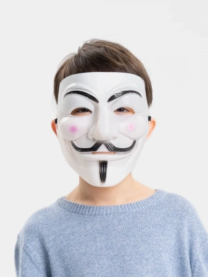 ÇOK SATAN Beyaz Renk Pembe Yanaklı İthal V For Vendetta Maskesi