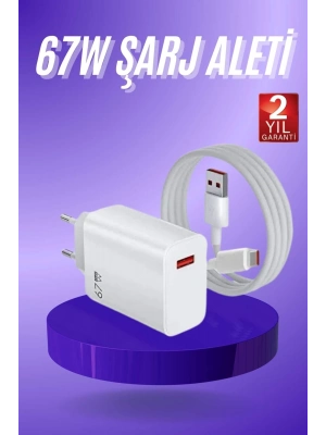ÇOK SATAN Beyaz Ultra Plus Hızlı Şarj Seti Şarj Adaptörü ve Kablosu 67W
