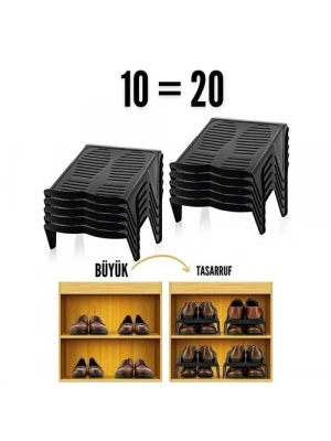 ® 10 LU Ayakkabı Rampası Yer Tasarruf Organizeri Mehle-Twin