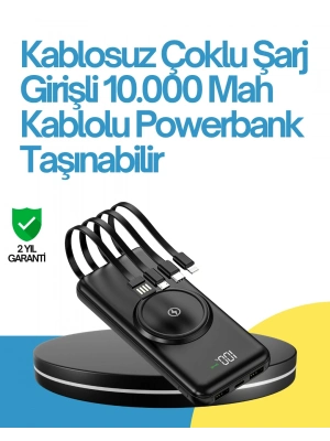 ® 10000mAh Kablosuz ve Hızlı Şarj Destekli Powerbank – Taşınabilir Şarj Gücü