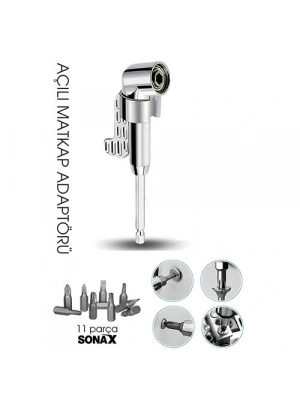 ® 105° Açılı Matkap Adaptörü Seti – 1/4” Hex Şaftlı, 11 Parça Çok Fonksiyonlu Vidalama Uçları