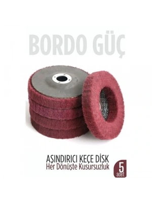 ® 11 cm Endüstriyel Aşındırıcı Keçe Disk – 22 mm İç Çaplı Zımpara Fırçası 5 adet