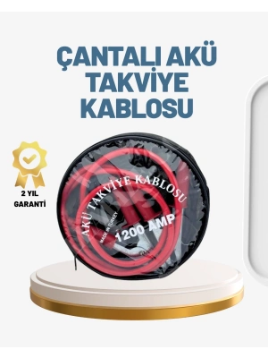 ® 1200A Güçlü Akü Takviye Kablosu 2m Büyük Maşalı Acil Yardım