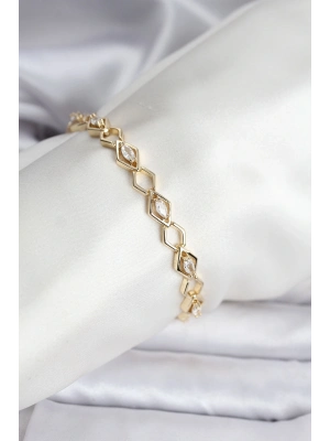 ® 14K Gold Renk Kaplama Baklava Dilim Model Kadın Bileklik