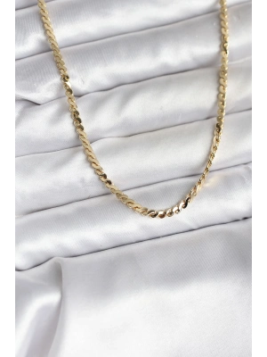 ® 14K Gold Renk Kaplama Ezme Yılan Zincir Model CM Kadın Kolye