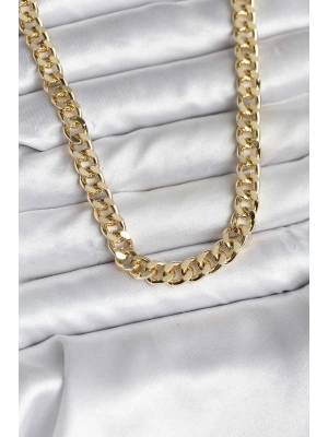 ® 14K Gold Renk Kaplama Kalın Zincir Model CM Kadın Kolye