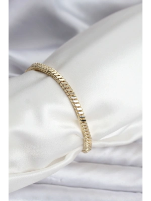 ® 14K Gold Renk Kaplama Kare Zincir Model CM Kadın Bileklik