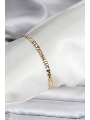 ® 14K Gold Renk Kaplama Lazer Ezme Zincir Model CM Kadın Bileklik