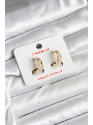 ® 14K Gold Renk Kaplama Lazer Halka CM Kadın Küpe