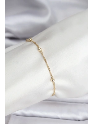 ® 14K Gold Renk Kaplama Topçuklu Model CM Kadın Bileklik