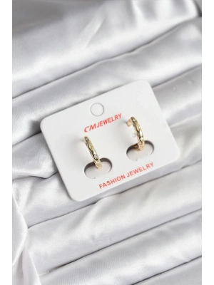 ® 14K Gold Renk Kaplama Zirkon Taşlı Halka Model CM Kadın Küpe