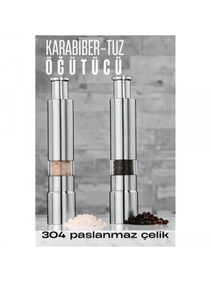 ® 2li Karabiber Tuz Öğütücü Profesyonel 304 Paslanmaz Çelik Manuel Baharat Değirmeni