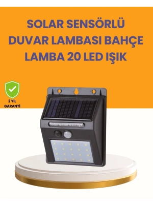 ® 20 LED Güneş Enerjili Hareket Sensörlü Dış Mekan Duvar Lambası