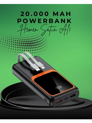 ® 20000 mAh Taşınabilir Powerbank | Çok Kablolu, Hızlı Şarj Destekli (22.5W)