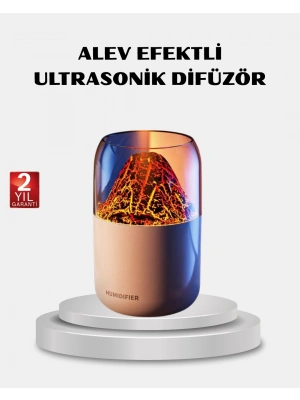 ® 280ml Alev Işıklı Ultrasonik Hava Nemlendirici Sessiz ve USB Şarjlı