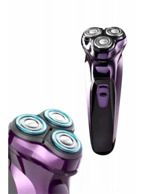 ® 3 Bıçaklı Döner Başlıklı Sakal Sıfır Alma Tıraş Makinesi Profesyonel Paslanmaz Çelik