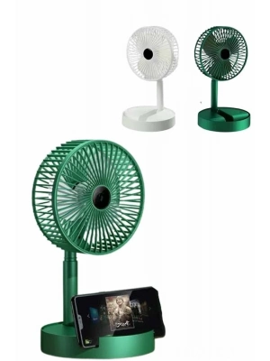 ® 3 Kademe Hız Ayarlı Vantilatör Telefon Standlı Şarjlı Katlanabilir Soğutucu Pervane