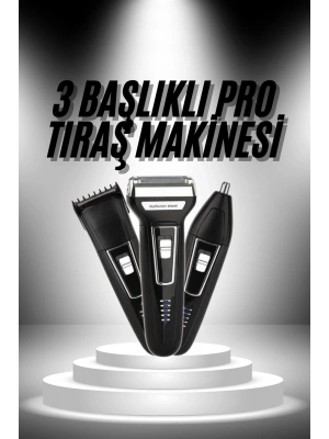 ® 3lü Set Saç Sakal Kesme Traş Makinesi Burun Kılı Alma Tıraş Makinesi
