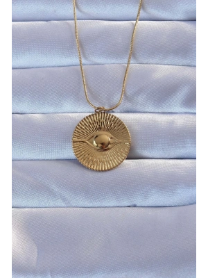 ® 316L Altın Renk İşlemeli Göz Kolye