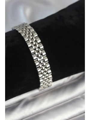 ® 316L Çelik 12 mm Kalınlıkta Gümüş Renkli Erkek Bileklik