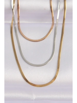 ® 316L Çelik 3 Renkli İtalyan Zincir Çoklu Kolye