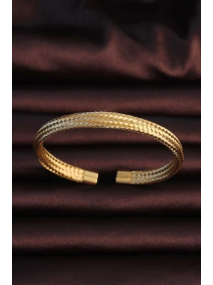 ® 316L Çelik Altın Renk Hasır Görünüm Erkek Bileklik