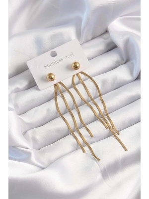 ® 316L Çelik Altın Renk İtalyan Model Topçuk Küpe