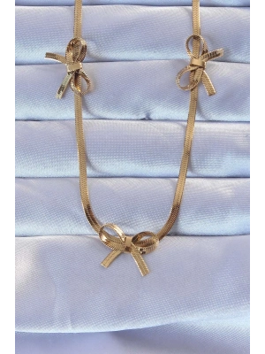 ® 316L Çelik Altın Renk İtalyan Zincirli Fiyonk Kolye